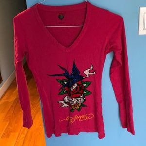 Ed Hardy Cotton Embellished Long-Sleeved Shirt